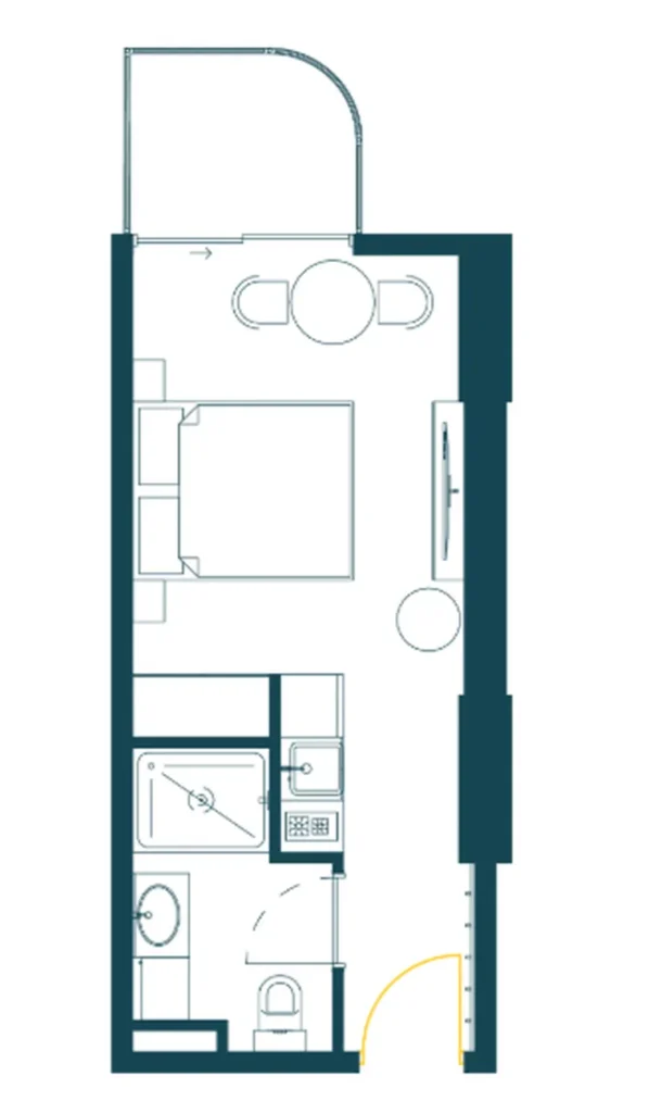 Уютная студия с балконом у моря 28.80 м² в