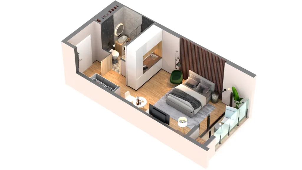 Stylish studio with city panorama 32.90 m² in