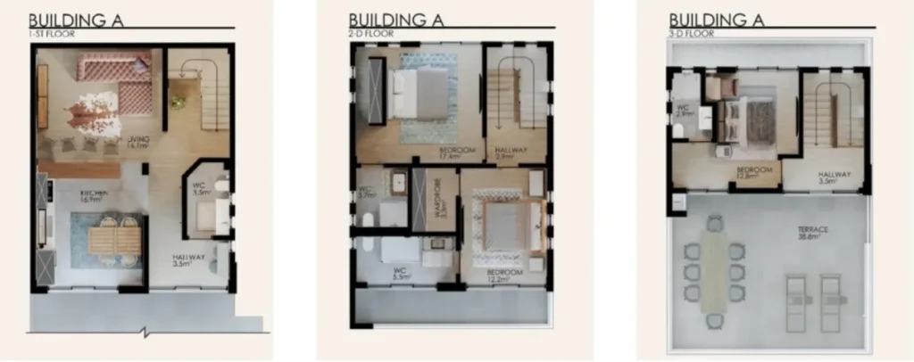 Triplex villa junto al mar 206,5 metros cuadrados en