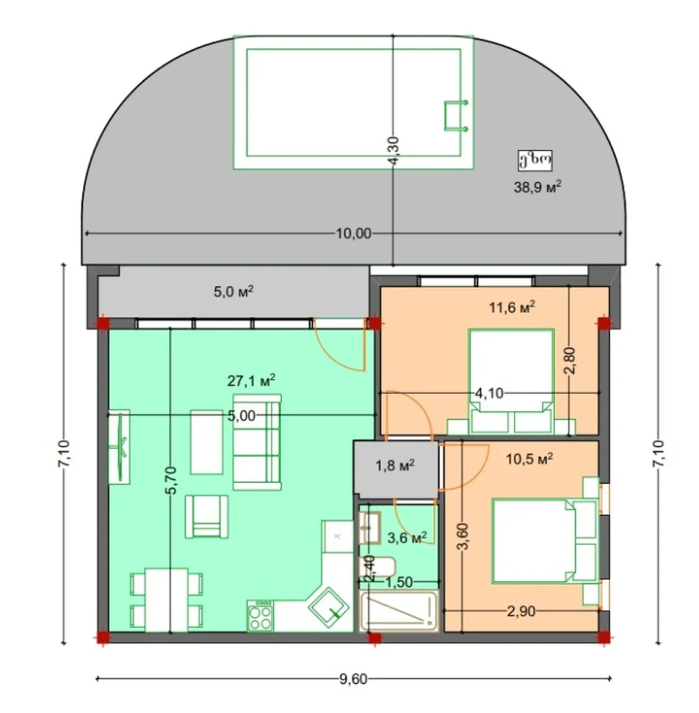 Villa con piscina al mare 140 m² in