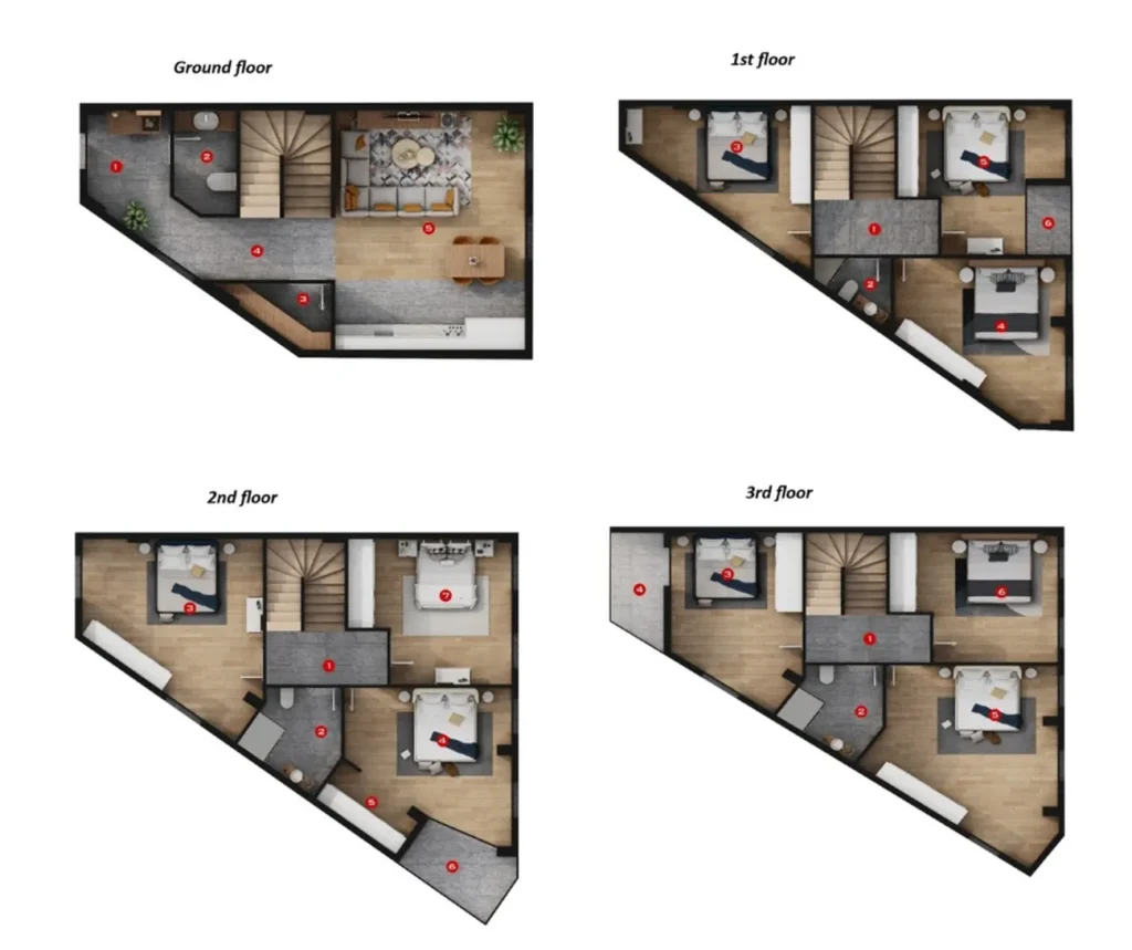 Casa adosada de cuatro plantas de 228 m2 en
