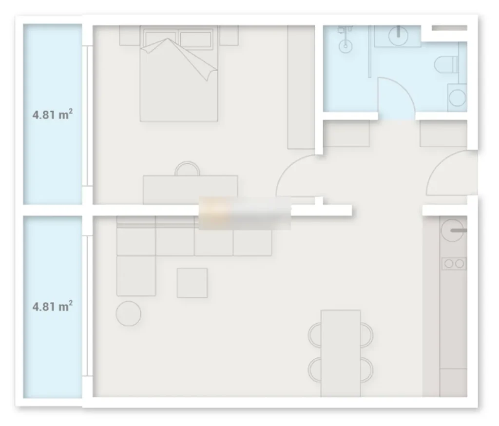 Accogliente monolocale con balcone 70,5 mq in