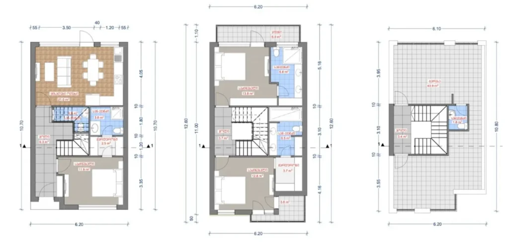 Casa adosada panorámica con 291 m² de techo en