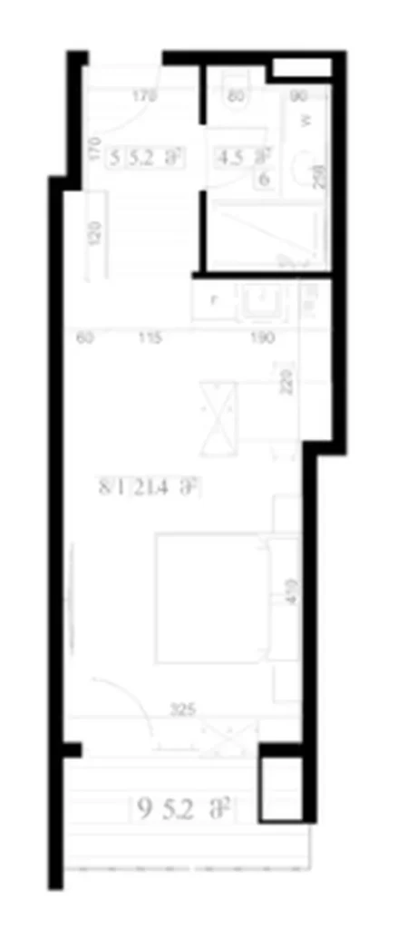 Laconico monolocale con ampio balcone di 37,5 m² nella zona di