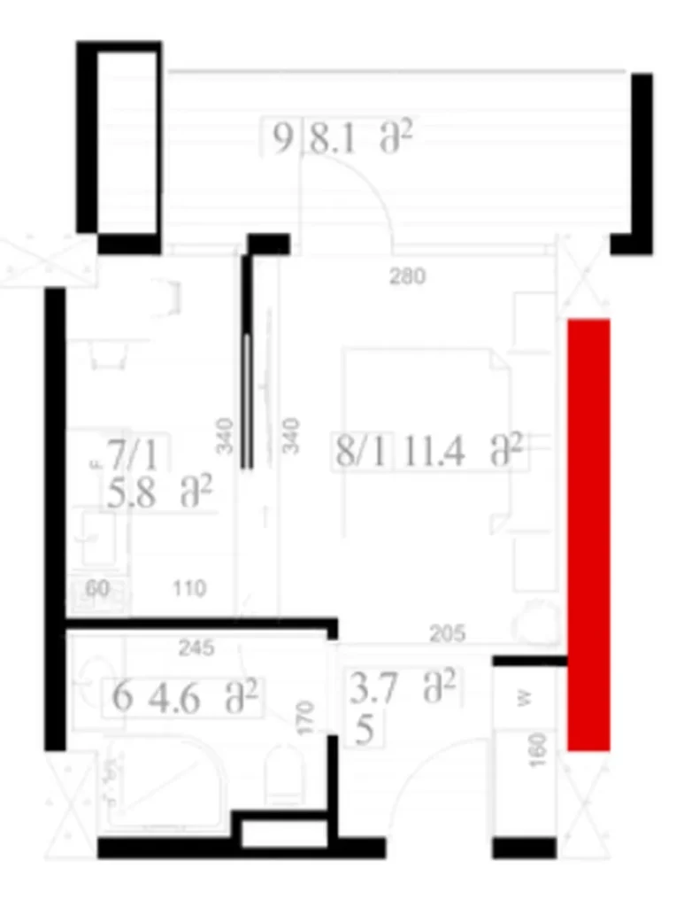 Un appartamento sulle alture con un ampio balcone 61 m² in