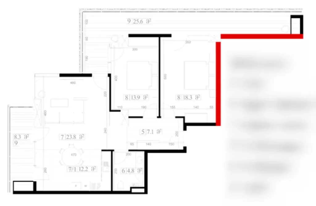 Luminosa camera da letto con vista di 38 mq. in