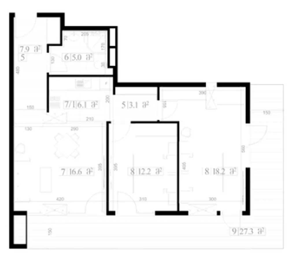 Pratico monolocale con balcone di 45 m² in