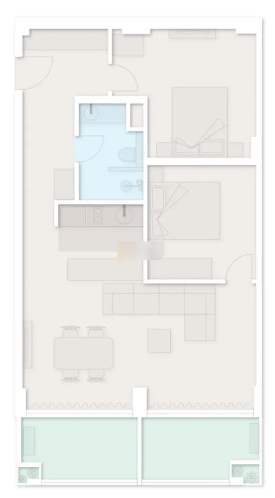 Spazioso appartamento con una camera da letto in riva al mare di 82,84 mq. in