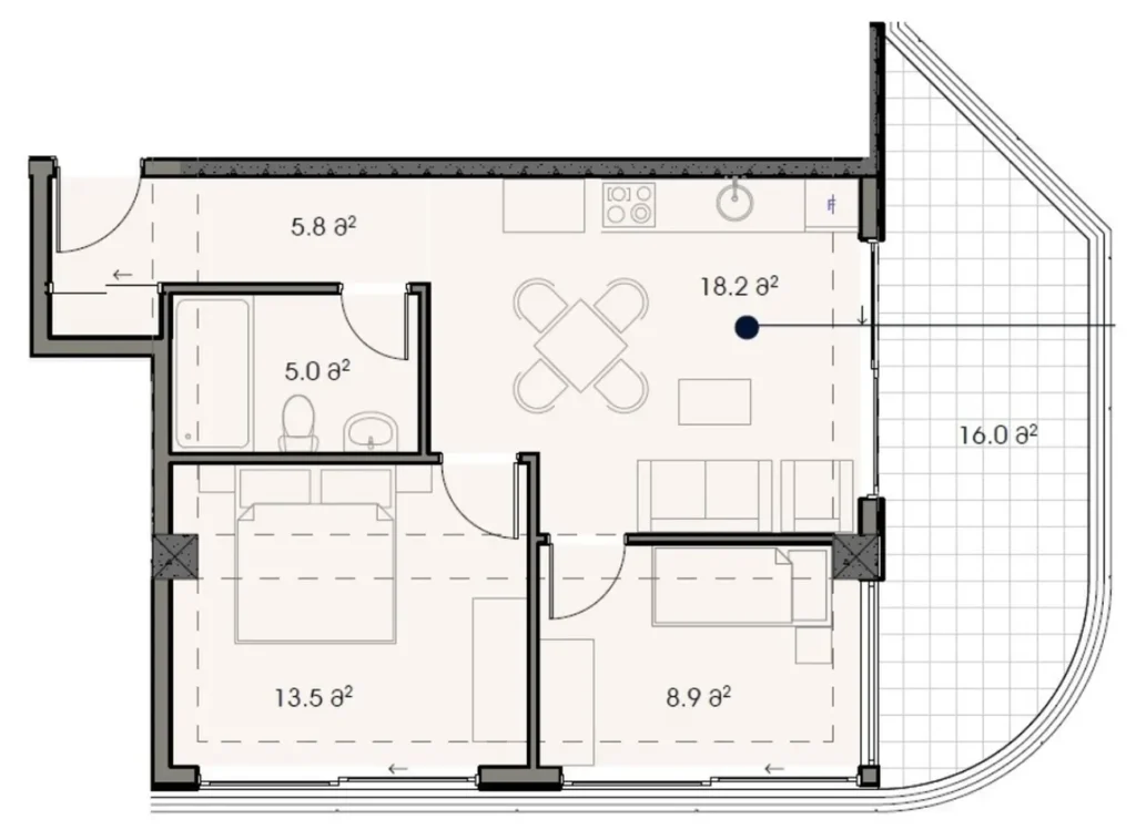 Una camera da letto in un resort di classe mondiale di 69 m² a