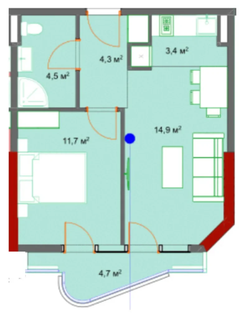 Studio in un complesso moderno 29,9 m² in