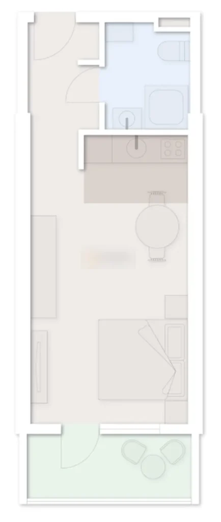 Elegante monolocale su Novy Boulevard 34,4 m² in