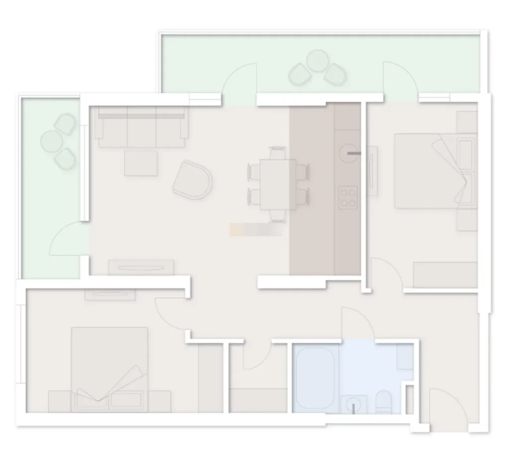 Spazioso appartamento con una camera da letto in riva al mare di 87,9 mq. in