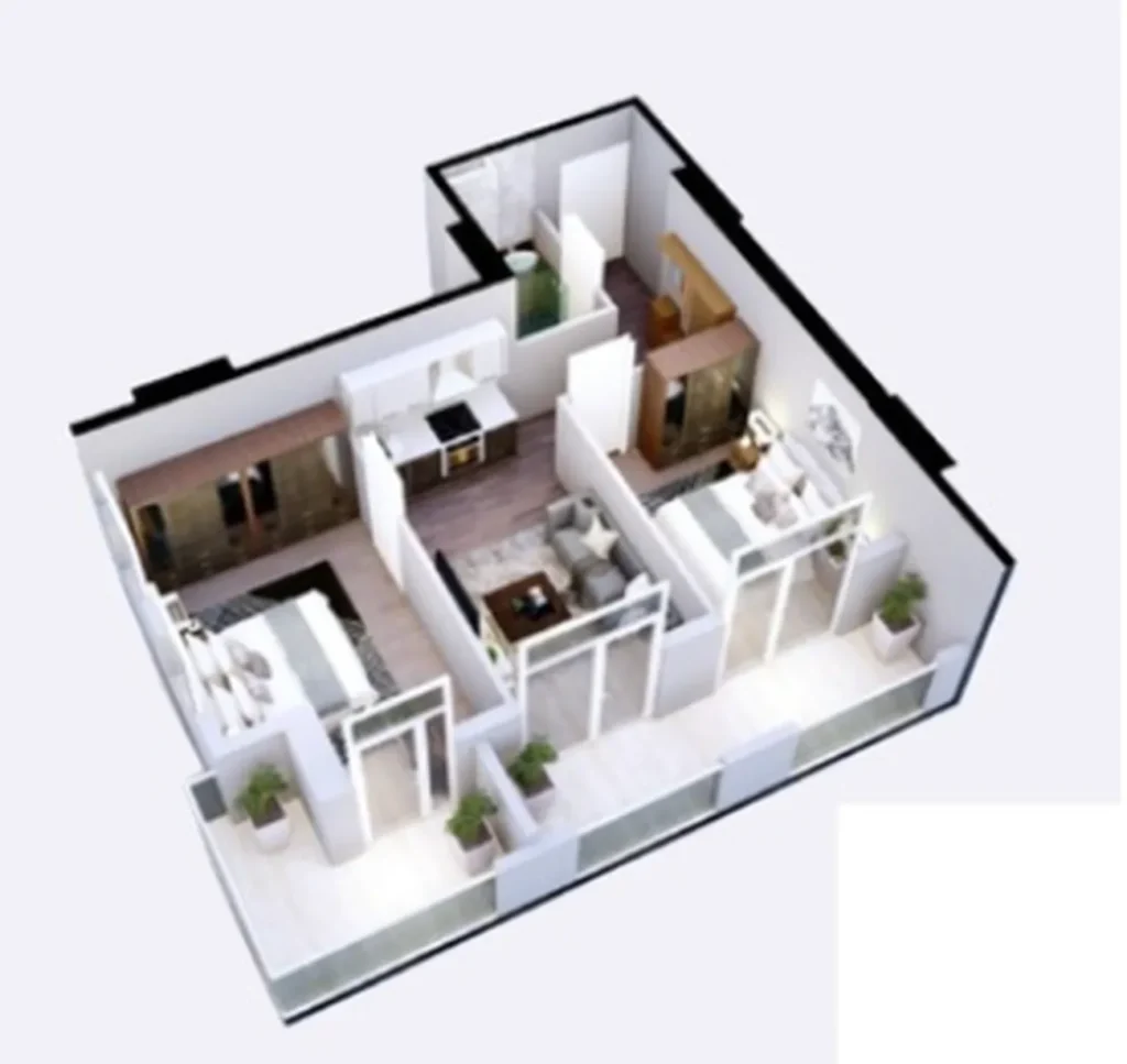 Spazioso appartamento con 2 camere da letto su Novy Boulevard 57,8 m² in