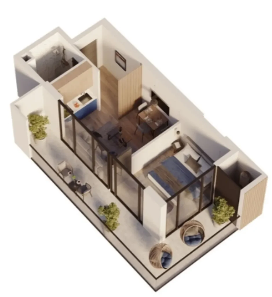 Elegante monolocale in una località balneare di 33,5 m² a