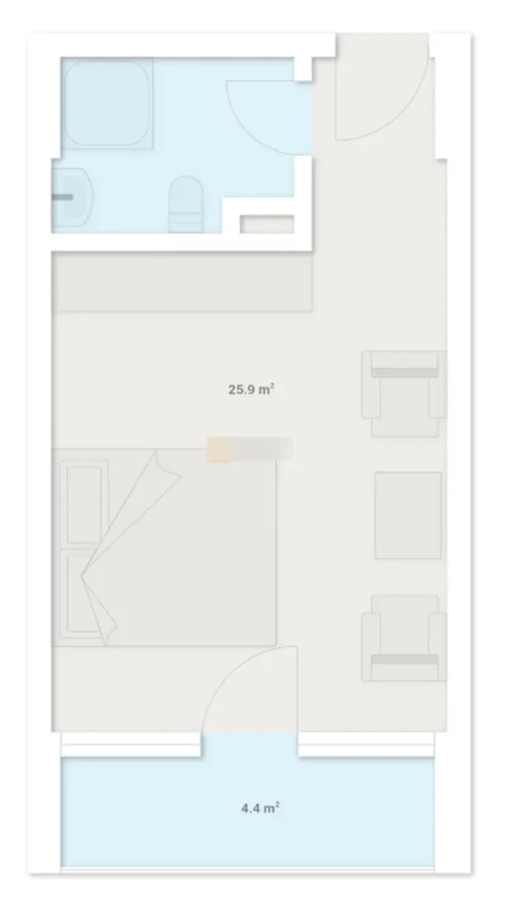 Студия с ремонтом у моря 30.3 м² в