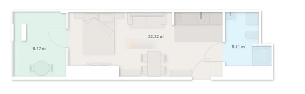 Elegante monolocale con vista mare 35,3 m² in