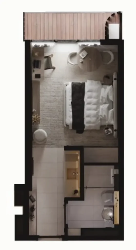 Studio di 32,6 mq su una spiaggia pulita a