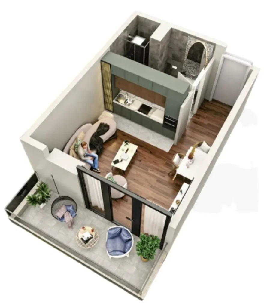 Studio laconico con ristrutturazione completa di 36,7 m2 in