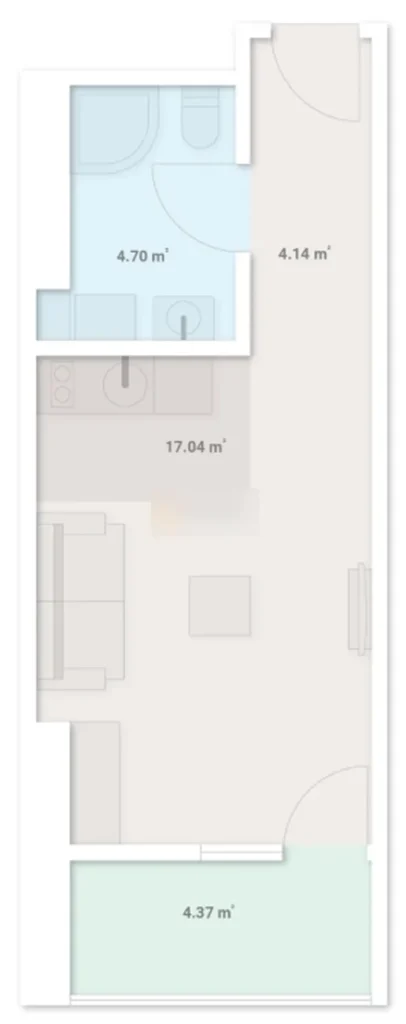 Лаконичная студия на первой линии 30.9 м² в