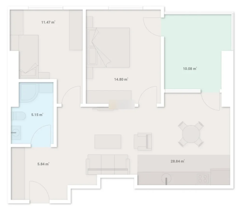 Просторная однушка с панорамным видом 43.9 м² в