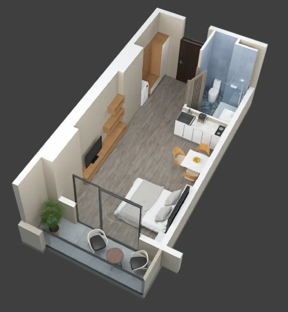 Luminoso monolocale nel centro di Batumi 34 m² in