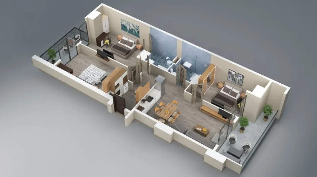 Spazioso appartamento con tre camere da letto per una famiglia numerosa 118,6 m² a