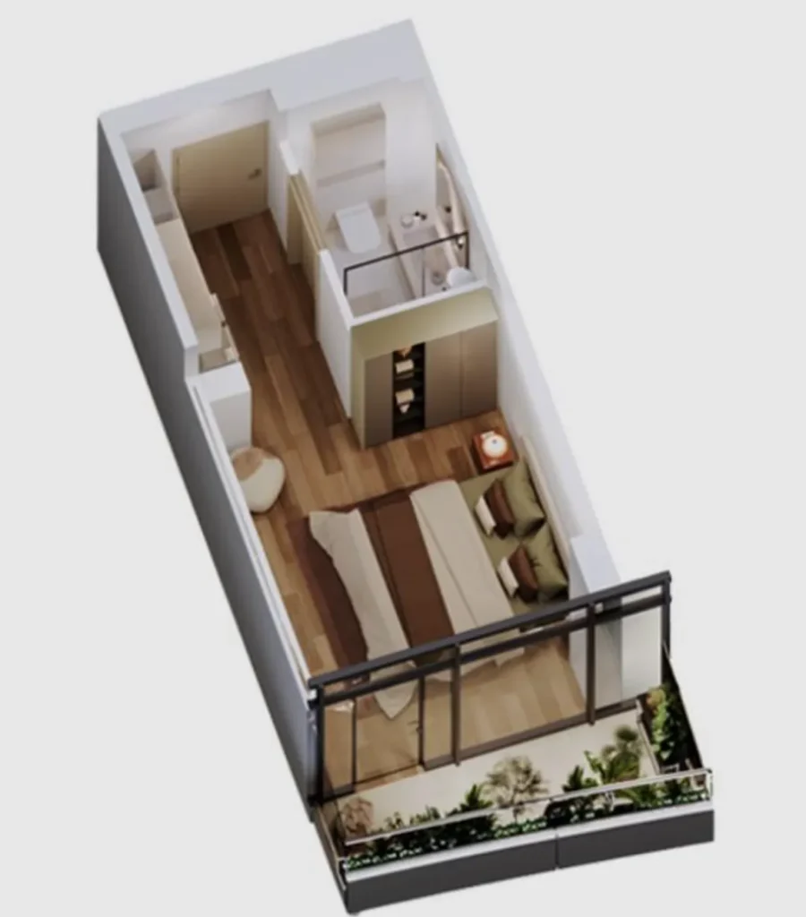 Studio fronte oceano 24,2 m² in