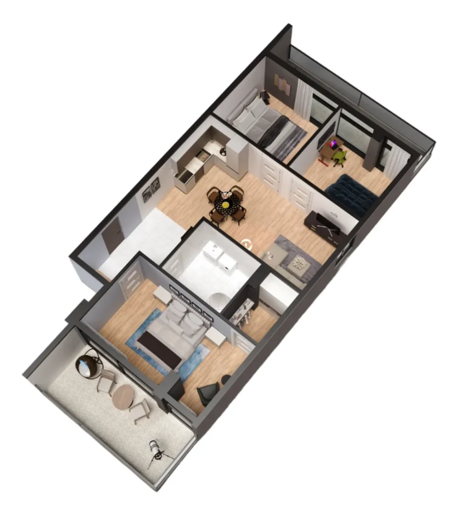 Magnifico appartamento con 3 camere da letto di 106,1 mq. in