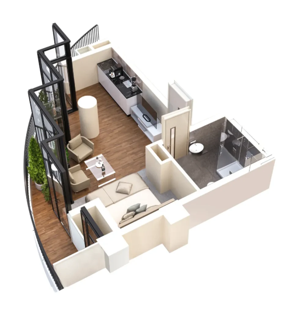 Studio laconico di 33,1 mq in