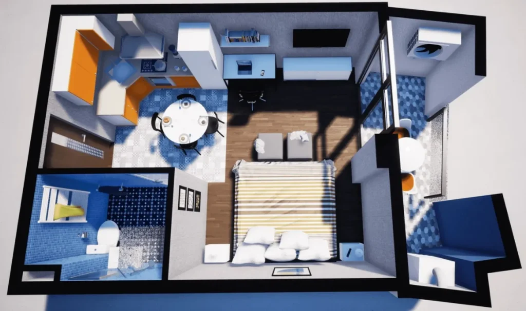 Studio laconico nel resort di 34,5 m² a