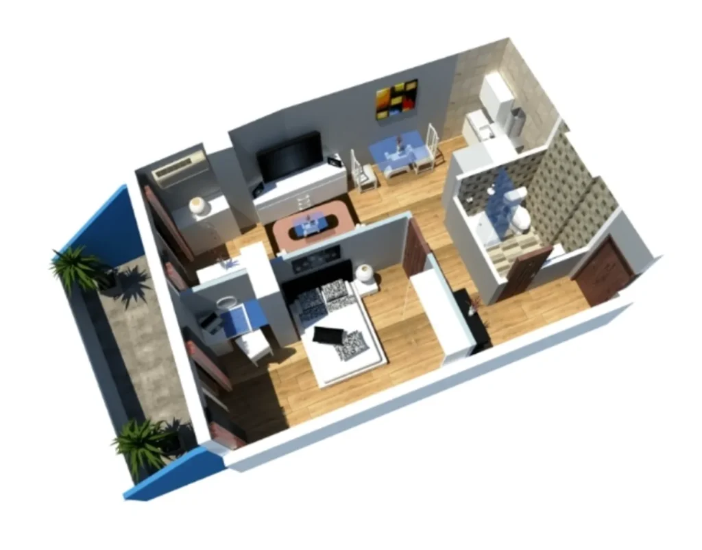 Spaziosa camera da letto in una zona verde 51,18 m² in