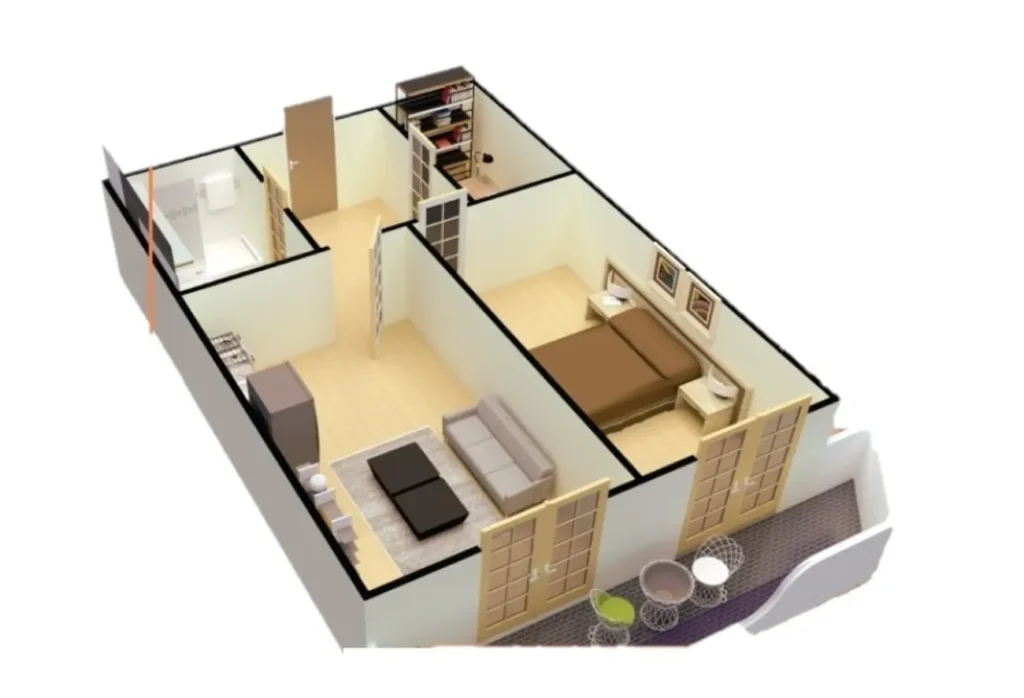 Spaziosa camera da letto sulla prima linea di 58,59 mq in