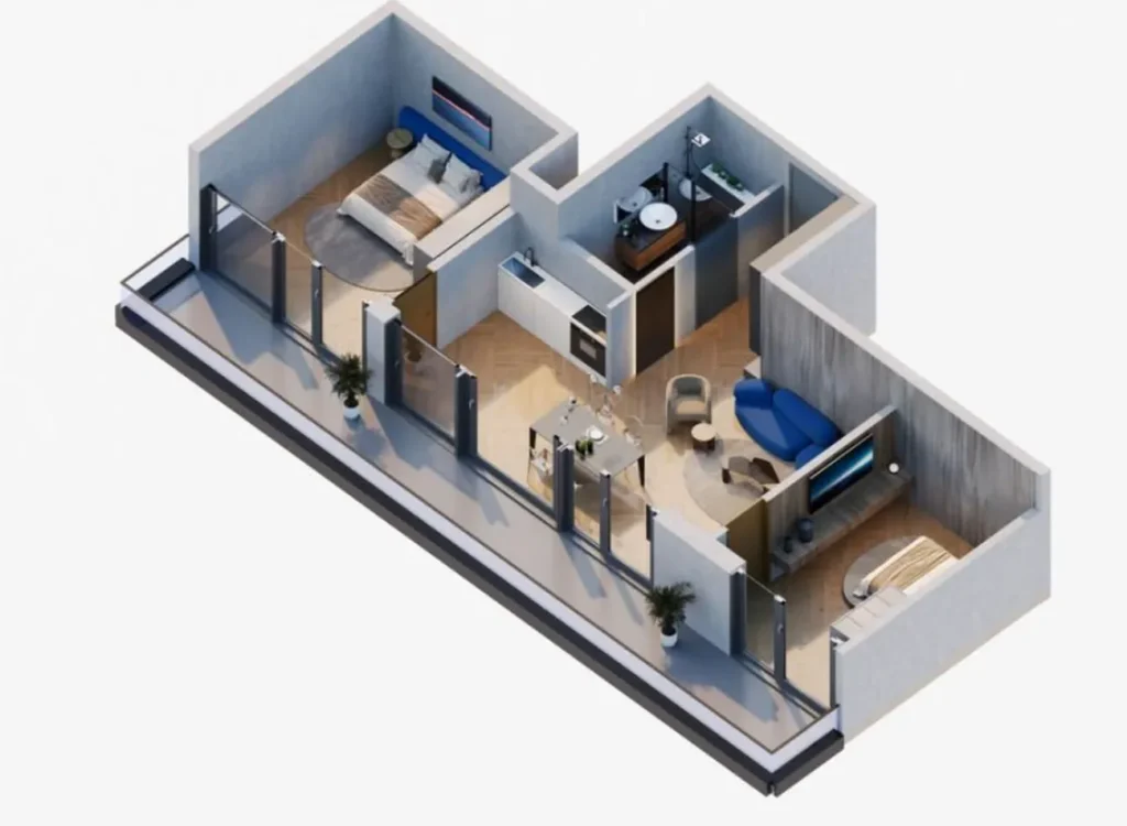 Appartamento premium con una camera da letto e vista mare 67,5 m² a