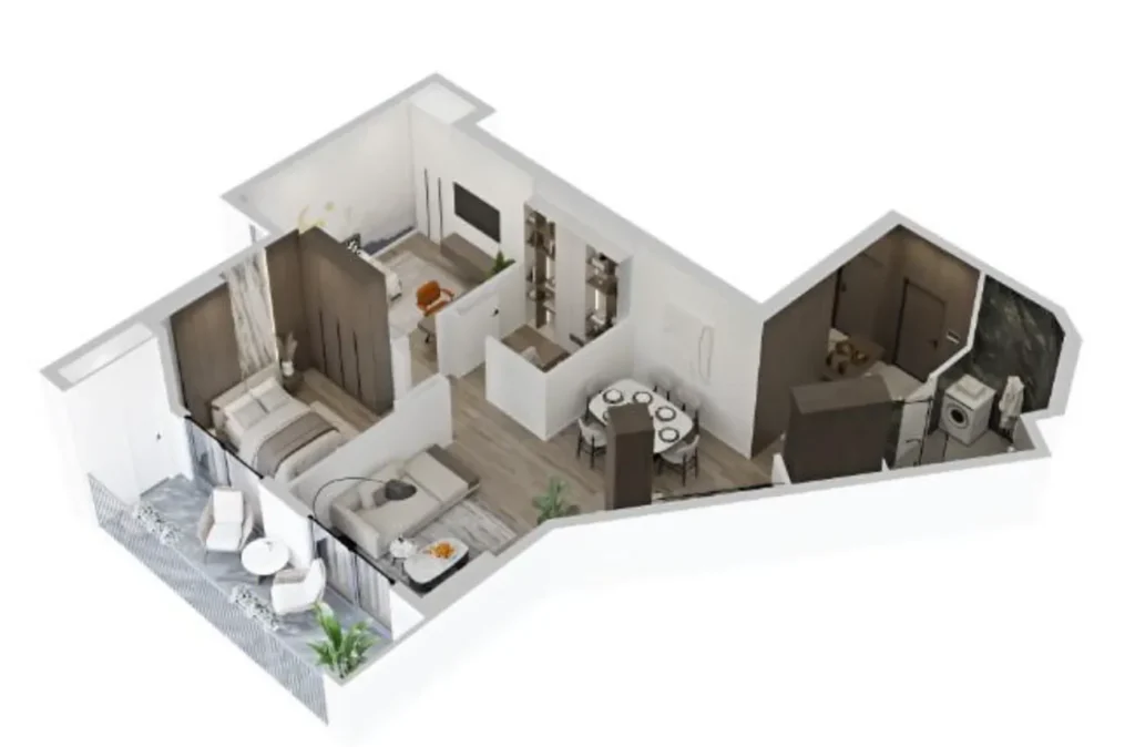 Luminoso e spazioso bilocale in centro di 71,8 mq. in