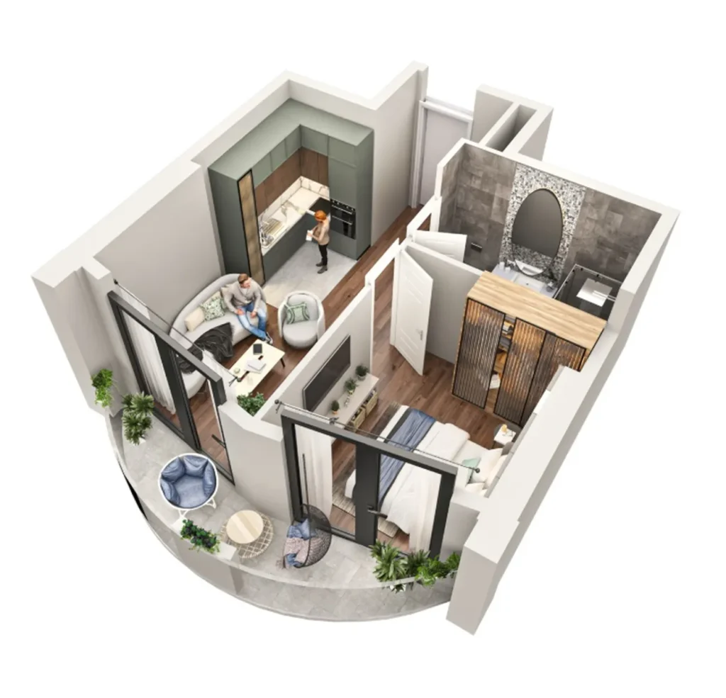 Moderno monolocale di 32,3 m² in