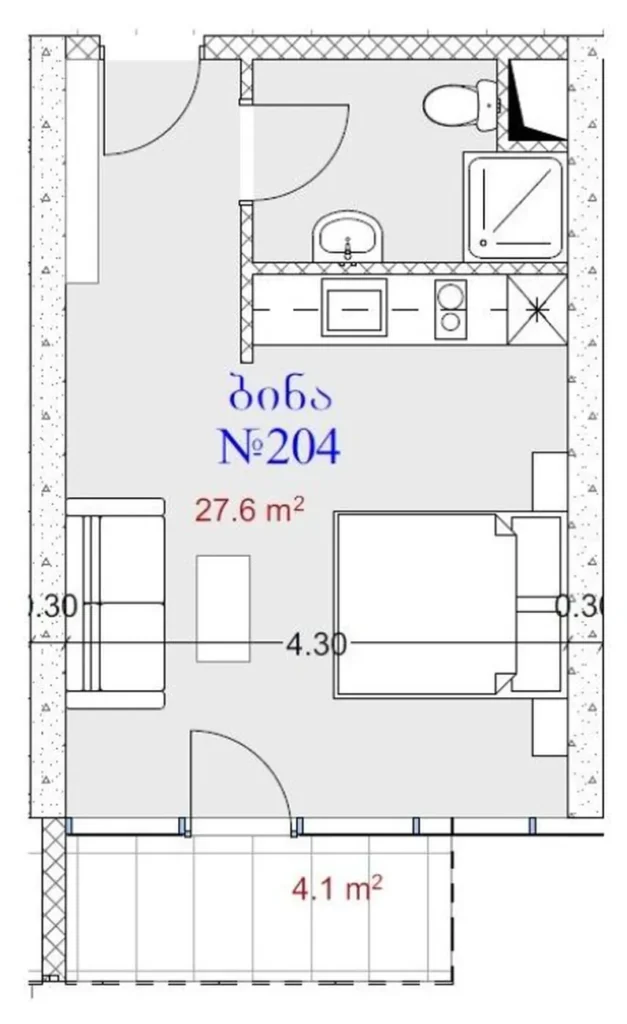 Luminoso monolocale con vista 31,7 m² in