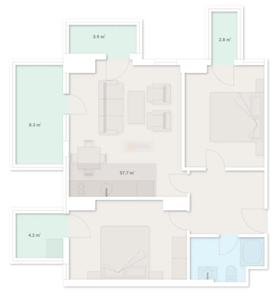 Accogliente camera da letto con ampia terrazza 49,9 mq in