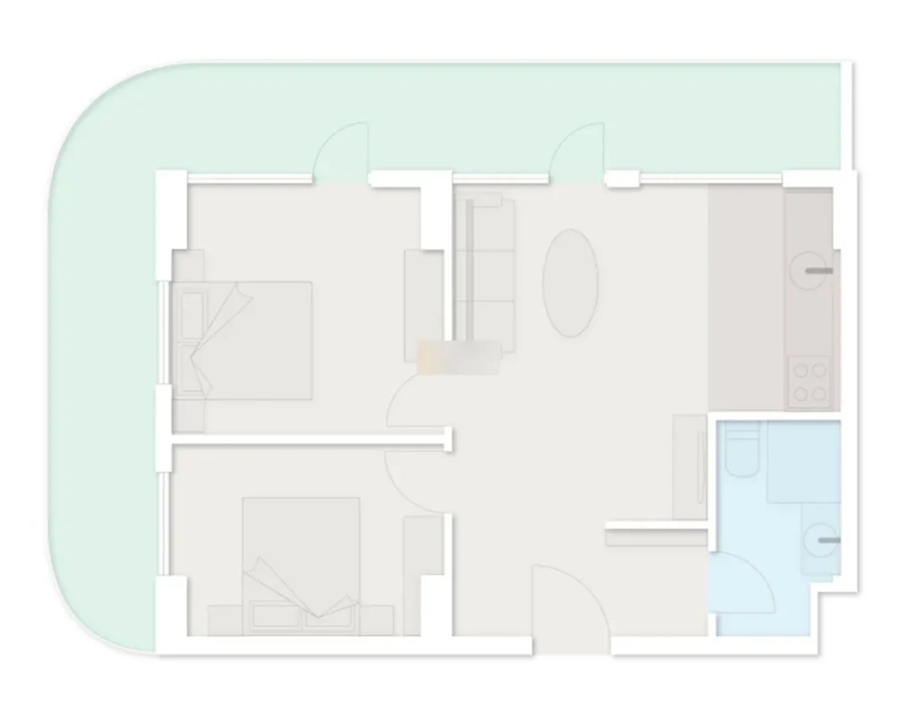Spazioso e luminoso appartamento con 1 camera da letto di 42 mq. in