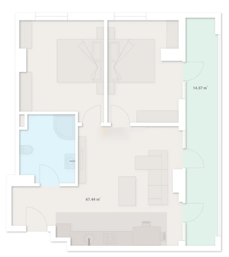 Confortevole appartamento con 2 camere da letto di 82,01 m² a