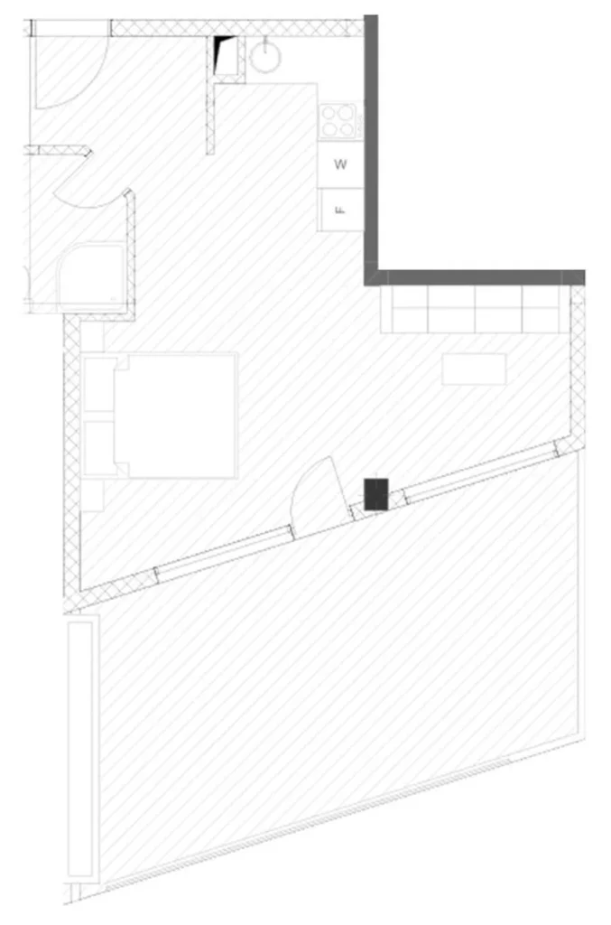 Luminoso monolocale di 56,5 m.q. in