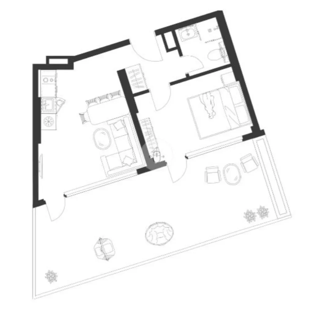 Luminoso monolocale di 56,5 m.q. in