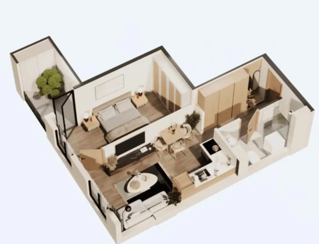 Accogliente camera da letto nel quartiere degli affari 42 m² in