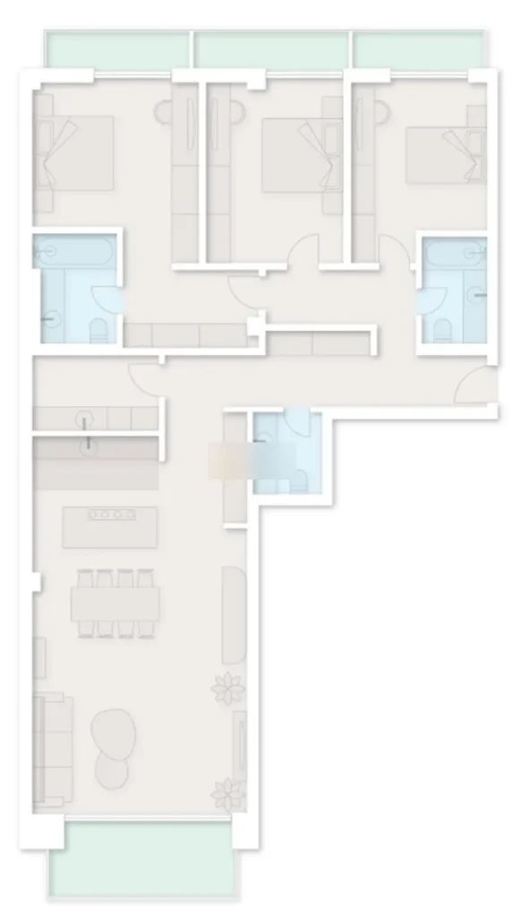 Résidence d'une chambre à coucher en bord de mer 140.6 sq.m en