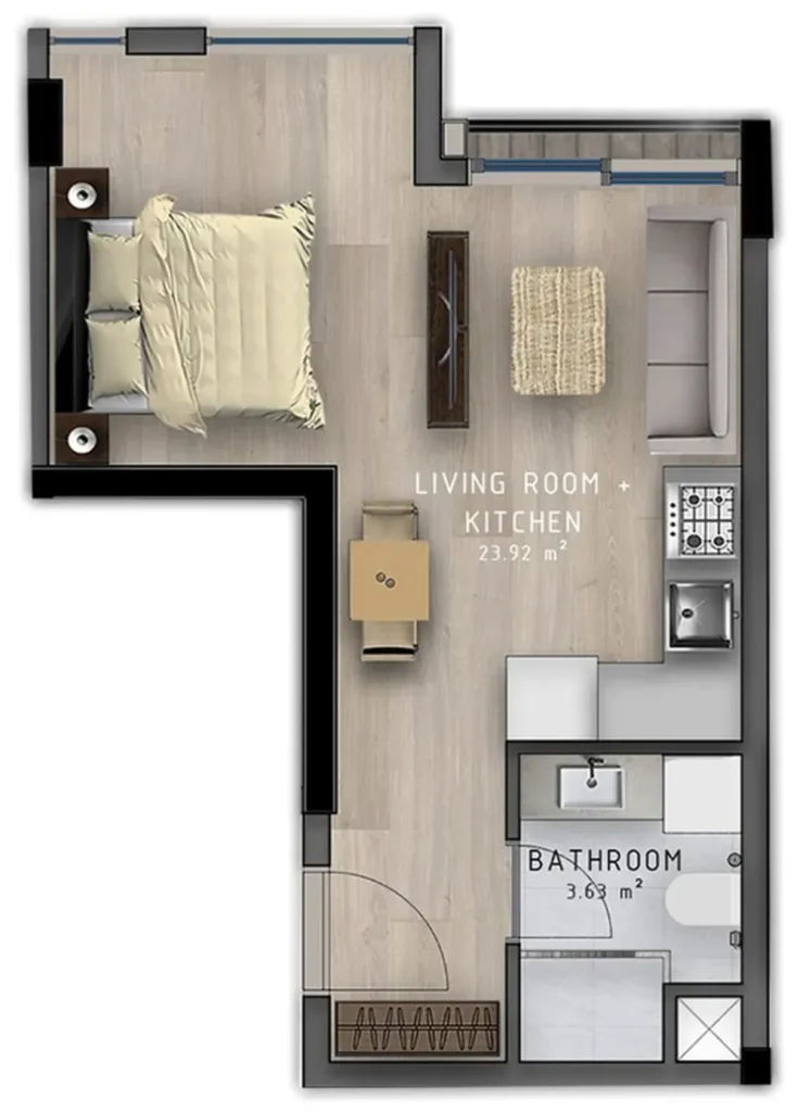 Studio compact avec rénovation de 33,96 m² en