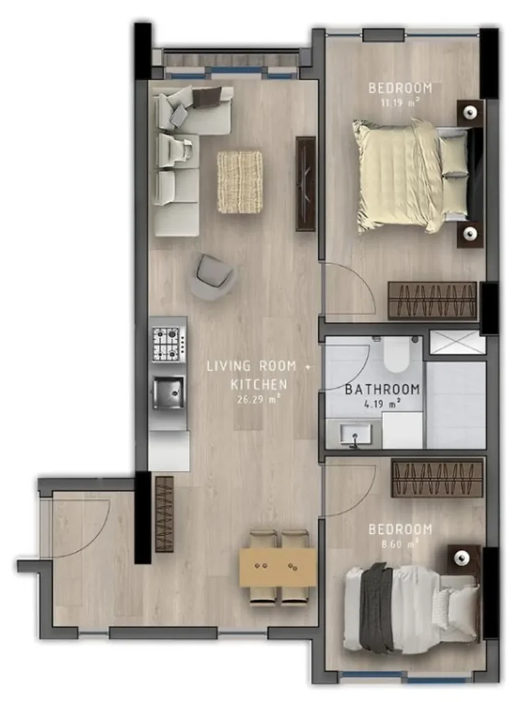 Studio confortable de 39.45 m² à