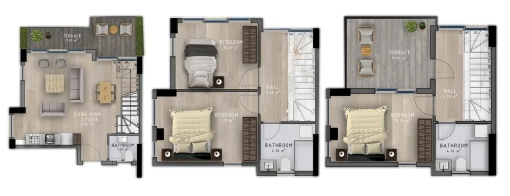 Appartement de deux étages sur trois avec rénovation de 93,58 m² en