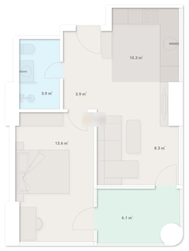 Studio en zone verte 47.4 m² à