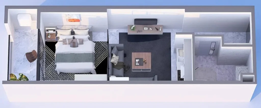 Studio laconique au bord du parc 32.4 m² en