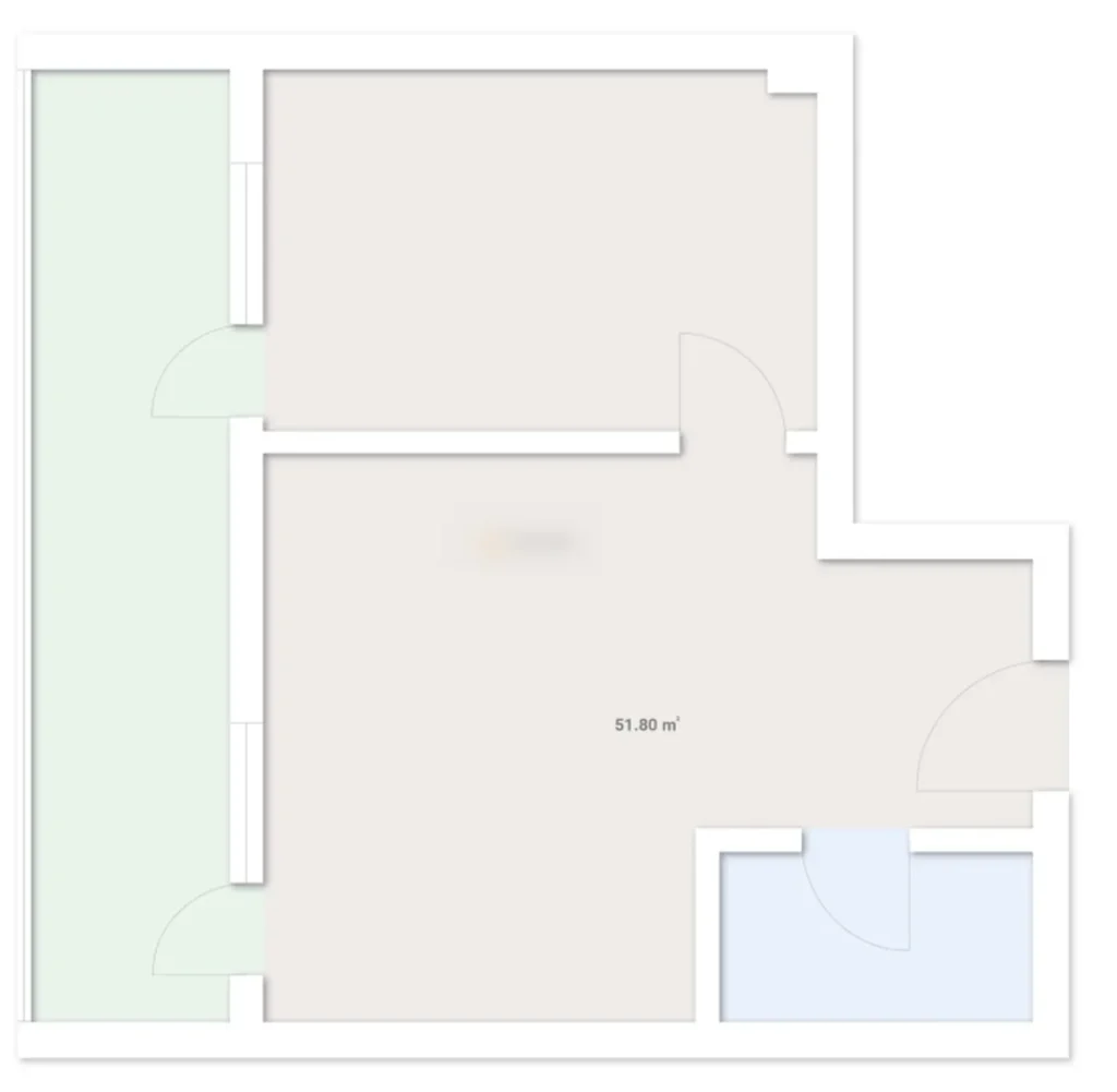 Lumineux studio de 51,8 m² dans un immeuble de bureaux.