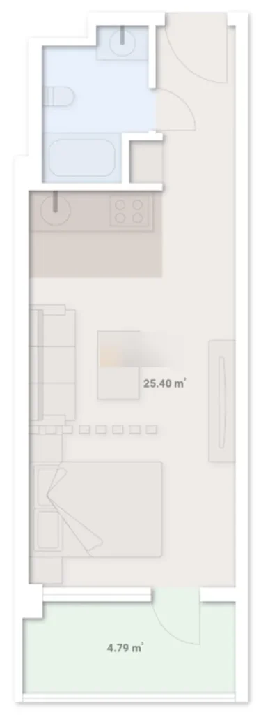 Компактная студия у фонтанов 30.19 м² в